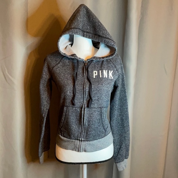 PINK Victoria's Secret Jackets & Blazers - PINK Victoria Secret Black & White Zip up Hoodie